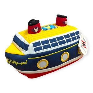 Disney Cruise Line Plush Ship Toy Navy Yellow Red Embroidered Mickey Logo NWT